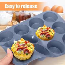 1个灰色硅胶蛋形模具，硅胶煎饼烤盘，不粘纸杯蛋糕衬垫，圆形挞模，彩色糖粒装饰，可放入洗碗机清洗 - 彩色 - 查看 4