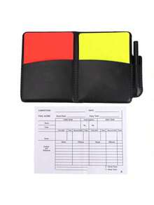 1pc Red & Yellow Football Referee Cards With Leather Case, Referee Supplies - Black - View 8