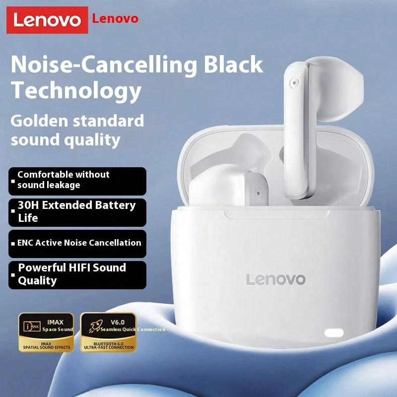 Lenovo 联想 TC3307 无线蓝牙耳机，有线连接，超长续航，低延迟，立体声高品质音效，降噪麦克风，游戏，音乐 [超低延迟 + 千元级音质] - 白色 - 查看 1