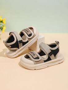 1双男女通用平底软底防滑运动凉鞋，适合儿童、幼儿夏季沙滩穿着 - 黑色 - 查看 1