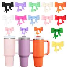 3pcs Silicone Bow Straw Lids - Compatible With Stanley Cups, Straw Cap Dust Cover - Fits 0.4 Inch/10mm Cups, Holiday Gift, Christmas Gift - Multicolor - View 2