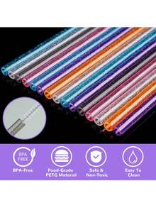 兼容斯坦利杯配件，适用于 40 盎司、30 盎司、20 盎司、14 盎司探险旅行杯的替换吸管，可重复使用，带刷子，也可用于其他杯子。（套装包含 14 件套、7 件套和 3 件套。） - 彩色 - 查看 2