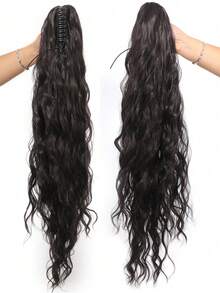 Synthetic 26Inch Long Wavy Claw Clip On Ponytail Hair Extension Blonde Ponytail Extension For Women Pony Tail Hair Hairpiece - Multicolor - View 6