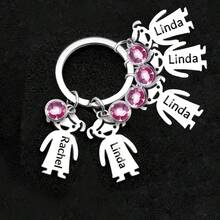 LICVIC 1 Móc khóa đá quý theo tháng sinh cá nhân hóa kèm tên, Móc khóa thép không gỉ cá nhân hóa cho nam nữ kèm mặt dây chuyền, Quà tặng móc khóa gia đình tùy chỉnh cho mẹ, Móc khóa tên tùy chỉnh, Quà sinh nhật, Giáng sinh, Halloween, Ngày của Mẹ, Ngày của Cha, Quà tặng cho các cặp đôi, cha mẹ, bạn thân, Móc khóa du lịch - Bạc - Xem 25