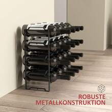 HOMCOM Wine Bottle Rack For 16 Bottles, Metal Storage Bottle Holder, Wine Rack For Kitchen, Dining Room, Black | Impressive. - 1 - View 4