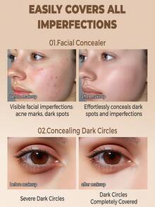 QIC 中等至全覆盖遮瑕膏 - 哑光效果，适合所有肤色，隐藏疤痕和暗斑，持久，植物配方，多色，小巧尺寸，适合随时随地化妆圣诞节冬季毕业生日假期春夏季 Y2K 时尚化妆化妆品派对海滩旅行露营户外学校校园旅行节日礼物玫瑰女孩礼物角色扮演最佳色彩魅力氛围面部化妆 - 黑管多色 - 查看 11