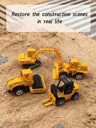 Small Building Toys, 6 Pieces Of Simulated Engineering Vehicle Trucks, Including Excavators, Road Rollers, Forklifts, And A Mixed Toy Set For Heavy Construction Sites, Suitable As Birthday, Christmas Party, Thanksgiving, And Halloween Gifts For Boys And Girls