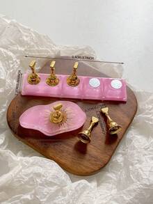 亚克力极光彩虹色矩形钻石形状美甲展示架，树脂水晶珠水钻复古韩国花朵激光 DIY 家居和户外女士母亲姐妹妻子女友婚礼美甲沙龙美容情人节使用