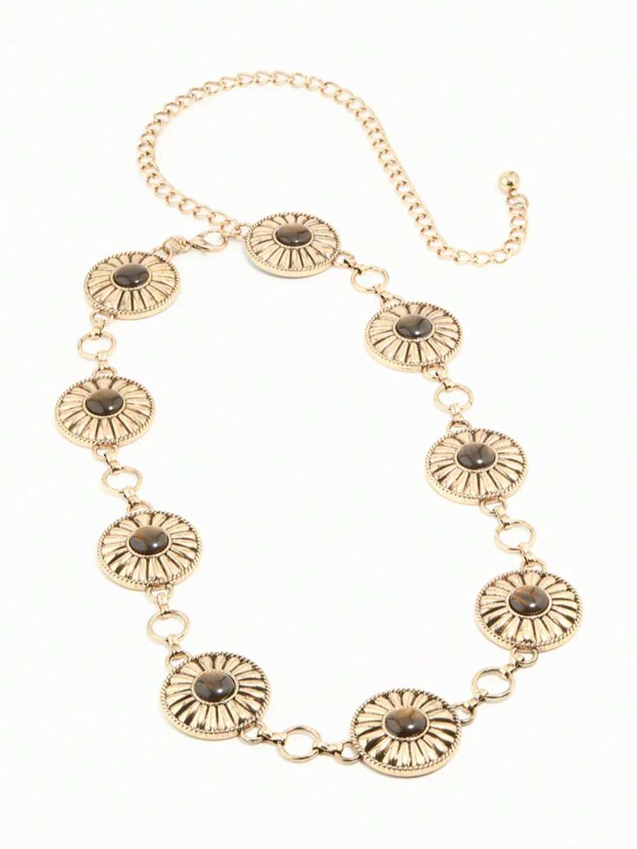 1 chiếc dây đeo eo nữ, thắt lưng đính đá, kiểu Bohemian đính đá mắt hổ màu vàng, thích hợp phối cùng quần jeans kiểu phương Tây, chân váy, đầm dạ hội, dùng cho tiệc tùng, đi biển, lễ hội âm nhạc, ngày lễ và quà sinh nhật. - Vàng - Xem 1