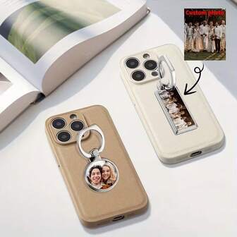 Customizable Mobile Phone Ring Buckle With Custom Picture And Text LOOG | 360° Rotating Metal Stand | Supports All Models And Mobile Phone Cases | Personalized Gifts | Creative Valentine's Day/Birthday Gifts (For Boyfriend/Girlfriend) | Lazy Person's Artifact, Anti-Slip And Anti-Fall | Golden High-End Gifts