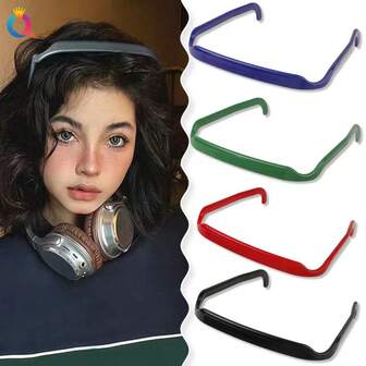 Vintage Style Plastic Hairband Set - 1pc Solid Color Dress Up Headbands/Hairbands For Hairstyling, Non-Feathered Versatile Hair Accessories With Popular Design Elements, Hair Band, Hair Hoop