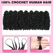Aopusi Human Crochet Hair Burmese Curly 18 Inch 120g Human Feather-Line Invisible Pre Separated Knotless Crochet Hair For Women 3c4a Braiding Twist Hair Extensions Afro Kinky Curly 100 Strands Will Give You Shining Look For Daily Life, Like Wedding,Makeup,Lashes, Dates, And Theme Parties And So On Pelucas De Cabello Humano Human Hair Wigs Glueless Human Hair Wig - Natural Black - View 6