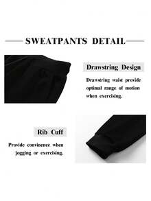 Outfits Women's Sports Tracksuits Long Sleeve Pullover Hoodies Sweatshirt Loose Coat And Sweatpants Fall Winter Suit Classic Heart Graphic Drawstring Long Sleeve Hoodies Sweatshirt And Pants Set - 黑色5 - 查看 3