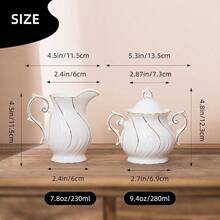 WSXC Sugar And Creamer Set Ceramic Creamer Pitcher And Sugar Bowl With Lid Creamer Pitcher With Handle Sugar Cube Dish Coffee Or Tea White With Gold Thread - Whitewithgoldthread - View 3