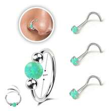 18G Opal Nose Ring, 8mm/10mm, Hypoallergenic 316L Surgical Stainless Steel - Suitable For Nostril/Septum Piercings And Cartilage Piercings, Unisex, Ideal For Everyday Wear, Promotes Healing, Designed For New Piercings, Comfortable To Wear, And Won't Interfere With Sleep.