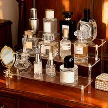 1 قطعة رف عرض متعدد الطبقات شفاف بشكل درجات من البلاستيك الأكريليك بطول 30 سم (11.81 بوصة). رف متعدد الطبقات أكريليك متعدد الاستخدامات لتخزين وعرض المجموعات والديكور المنزلي والعطور والمستحضرات التجميلية وحامل المجوهرات. - شفاف - مشاهدة 2