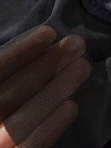 女士蕾丝连体衣 - 性感露裆内衣 - 黑色 - 查看 6