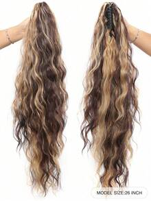 Synthetic 26Inch Long Wavy Claw Clip On Ponytail Hair Extension Blonde Ponytail Extension For Women Pony Tail Hair Hairpiece - Multicolor - View 15