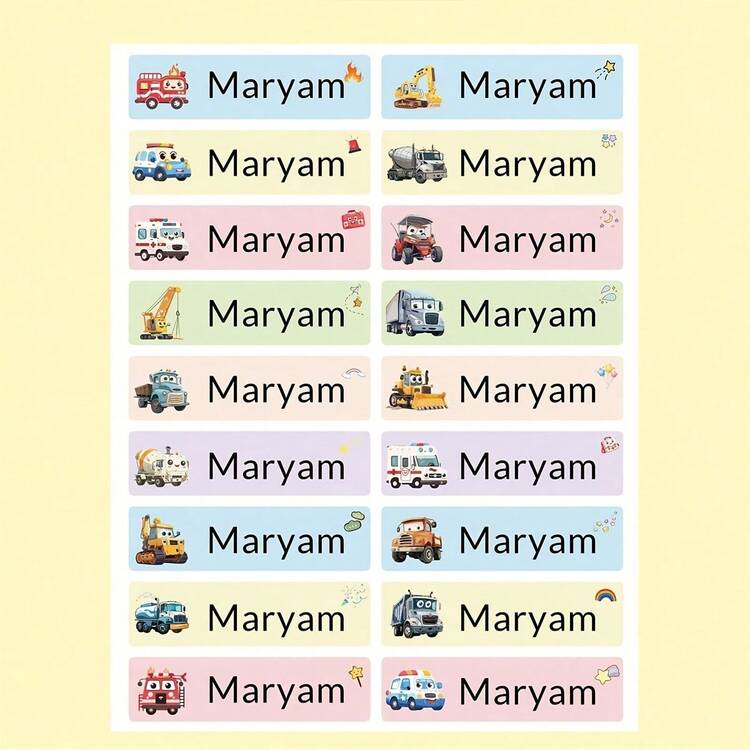 100/200/500pcs Custom Name Tag Stickers, Engineering Vehicles Custom Waterproof Stickers Personalized Name Labels Stickers, Personalized Stickers, Name Stickers, Customized Water Bottle Stickers, Customizable Birthday Gifts, Stationery Stickers, Family, Men, Women - Color - View 4