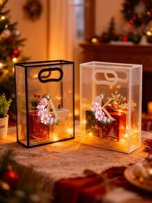 5/1pc Gift Bag, A-Z 26 Letter Design Waterproof Gift Bag - Fashionable Portable Wedding Gift Bag, Small Black & White PVC Transparent Tote Bag, Insertable Christmas Gift Bag, Wedding Gift, Holiday Gift