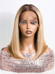 QVR QUEEN VIRGIN REMY QVR 高光泽波浪卷蕾丝前假发，真人发直发波浪卷蕾丝前假发，预先拔毛并带有婴儿发。 - S4/27/613 - 查看 2