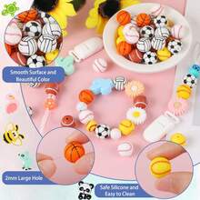 10 Pcs Sports Silicone Beads - 15mm, Basketball Soccer Baseball Football Volleyball Beads For Keychain Making, Crafts Accessories(Random Mix) - Multicolor - View 4