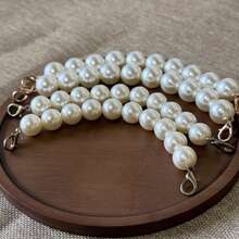 2条可拆卸珍珠包链，手工DIY包包配饰项链，适用于手提包、钱包、手机壳和其他手工制品，时尚、简约、优雅、美观，方便替换单肩包链。 - 白色 - 查看 2