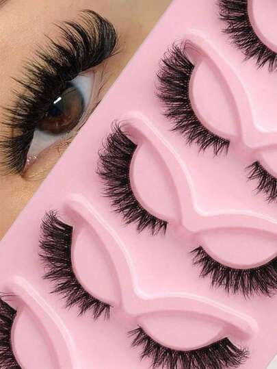 5 pares de pestañas postizas 3D esponjosas de ojo de gato/ojo de zorro transparentes por NAIJEMA. Aspecto natural, suaves y rizadas, extensión de pestañas, pestañas dramáticas, tiras de pestañas, pestañas, pestañas postizas