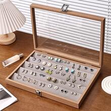 1pc Vintage Chinese Style Small Wooden Jewelry Storage Box With Glass Lid And Anti-Dust Protection, For Organizing Necklaces, Bracelets, Rings And Other Jewelry, Perfect As A Gift For Girlfriend Or Wife Valentine Day Back To School - Multicolor - View 26