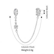WOSTU 1件925纯银可爱雪花蝴蝶邪眼心形硅胶安全链，适用于女士手链DIY时尚饰品礼品