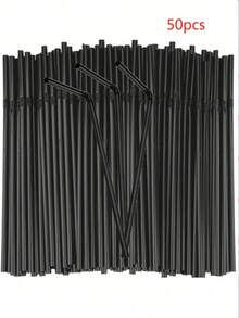 20/50/100/200/300/400pcs Black Flexible Straws, Coffee Stirrers, Beverage Accessories Suitable For Milkshakes, Slushies, Bubble Tea, Pearl Milk Tea, Iced Coffee, Suitable For Bars, Clubs, Restaurants And Home Use, Also Can Be Used As School Supplies - Multicolor - View 18