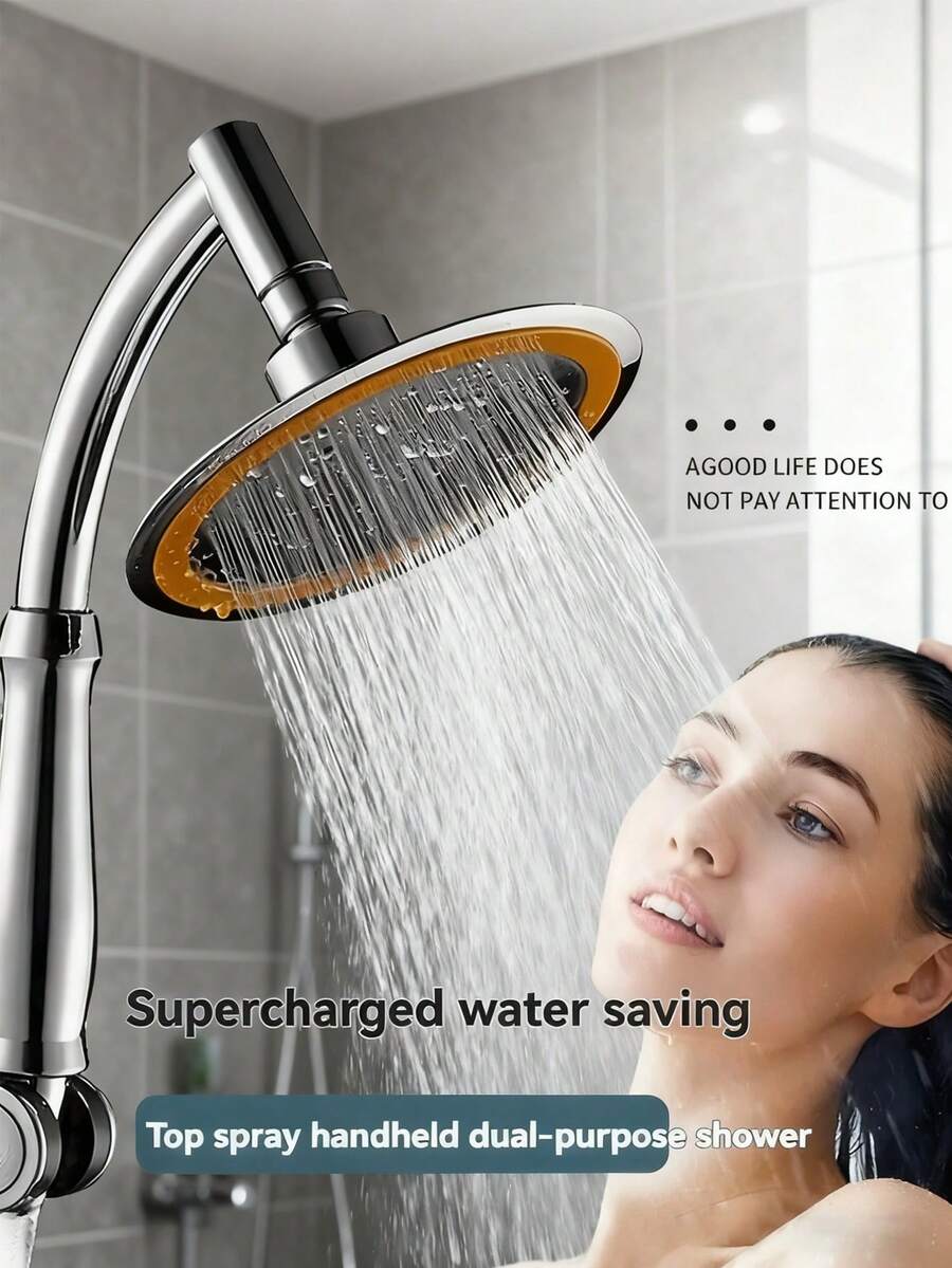 一套9英寸方形淋浴喷头组合，可调节高流量淋浴喷头套装，带手持喷头，壁挂式雨淋式淋浴喷头，镀铬饰面，增压淋浴喷头，现代波西米亚风格，适用于家庭和酒店浴室，是现代浴室和房车的完美配件，升级您的浴室，享受奢华沐浴体验，是节日馈赠亲朋好友的理想礼物。
