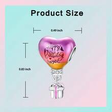 Sterling Silver Charm Love Bow Happy Birthday Blue Beads Charm Pendant Ball Suitable For Bracelets DIY Women's Jewelry - 銀色-SCY6466 - 查看 16