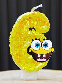 可爱的海绵宝宝数字蜡烛（0-9）——儿童生日蛋糕装饰！动漫卡通派对配件，海绵宝宝粉丝庆祝活动的完美主题用品！ - 彩色 - 查看 7