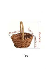 1/2个迷你编织篮 - 复古塑料藤编外观装饰收纳篮，带提手，多种款式敞口设计，适用于婚礼、派对和家居装饰，可用作礼品篮、收纳篮和派对装饰品。编织纹理，是情人节、单身派对、生日派对、婚礼、退休派对、乔迁派对、毕业典礼和其他装饰活动的理想之选。 - 彩色 - 查看 10