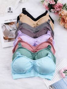 Underwear&Sleepwear Basics 8pcs Seamless Underwear Set, Comfortable Casual Bras With Adjustable Straps And Nursing Bras - 彩色 - 查看 4