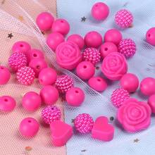 40/42件/套硅胶珠饰品制作套装，DIY串珠工艺配件，包含皇冠/心形/星星/玫瑰花等时尚装饰珠，非常适合制作串珠笔/项链/手链/钥匙扣/证件挂绳，适合女性、男性、手工艺者、学生、上班族、礼品购买者。 - 皇冠玫瑰花混合套裝 - 查看 3