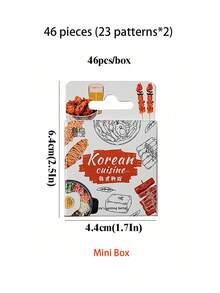46pcs/Box Mini Stickers Scrapbook Supplies,Street Food Barbecue Noodles Bibimbap And Other Shapes, Decorate Notebook Photo Frame Phone Case Water Cup Junk Magazine Scrapbook DIY - Multicolor - View 2