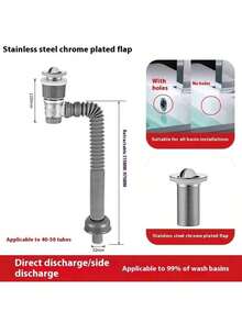 Universal Odor-Proof Expandable Drain Kit - Flexible P-Trap + Sink Drain Pipe - Multicolor - View 1