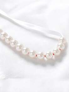 花卉装饰丁字裤透明环串珠仿珍珠女士性感内裤，私密派对、圣诞节、新年必备贴身单品（2026年） - 白色 - 查看 3