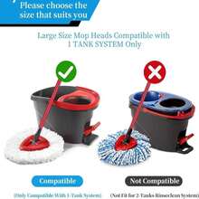 Spin Mop Head Replacement, Base, Mop Handle Compatible For O-Cedar EasyWring - Include 2 Microfiber Refills, 4-Section 30-59in Handle, 1 Cover And 1 Scrubber (1-Tank System) - Màu B - Xem 2