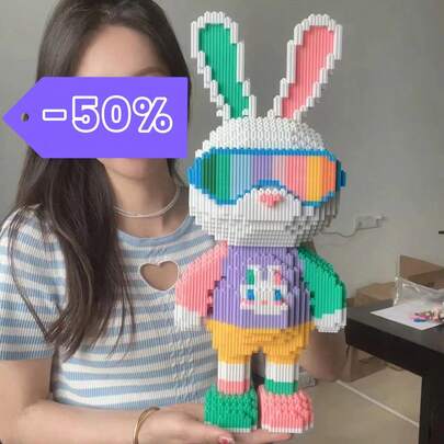 4100PCS Rabbit Series Building Block Toys, Candy Rabbit, Social Rabbit, Glasses Rabbit Building Block Toy Ornaments, 3d Stereoscopic Puzzle Toy Decorative Ornaments, Perfect Easter, Christmas, Halloween, Valentine's Day And Birthday Gifts