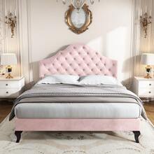 Bed Frames - Pink + Velvet + 140cm*200cm - View 8