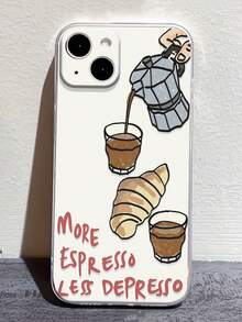 Coffee Croissant Painted Anti-Drop Transparent Minimalist Shockproof Phone Case Compatible With IPhone 17/17 Pro/17 Pro Max/16/15 XR/7/8/16 Pro Max/13/15 Pro Max/12 Pro Max/13 Pro Max/14 Pro Max, Galaxy, Redmi 10/9/Note 9/12C/Note 11 Pro/Note 8 Pro/9C/9A - Multicolor - View 2