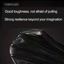 100pcs Black Garbage Bags, Made Of Durable PE Material, With Handles And Tear Lines.