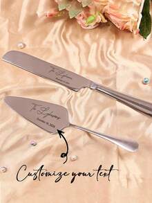2Pcs Personalized Stainless Steel Engraved Cake Knife, Custom Crystal Handle Cake Cutting Set For Wedding, Spatula, Pizza And Cheese Cutter, Baking Tools, Personalized Stainless Steel Cake Knife With Engraving Name, Knife Size: 33.5cm/13.2in, Shovel Size: 27.5cm/10.8in, Wedding Cake Knife And Server Set, Cake Cutting Set For Wedding ,Stainless Stylish,Adorable,Colorful Custom,Personalized,Unique Ideal Gifts For Friends,Home,Office - Multicolor - View 2