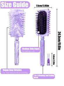 Hair brushes-EU+UK 2026 闪光猪鬃卷发梳，适合卷发，打造专属女士卷发造型 - 彩色 - 查看 6