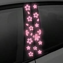 High Intensity Reflective Flower Car B - Pillar Sticker Self - Adhesive Cherry Blossom Center Pillar Decal Waterproof Vinyl Decal Car Window Bumper Decor Pink - 粉色 - 查看 7