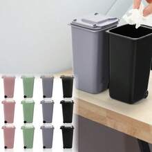 12 Pieces Practical Mini Desktop Trash Can (22 Oz), Multi-Functional Small And Compact Roadside Trash Bin With Lid - Small Plastic Desktop Waste, Unique Office Pen Holder, Compact Counter Waste Bin For Home, Kitchen And Desktop - 12pcs - View 10