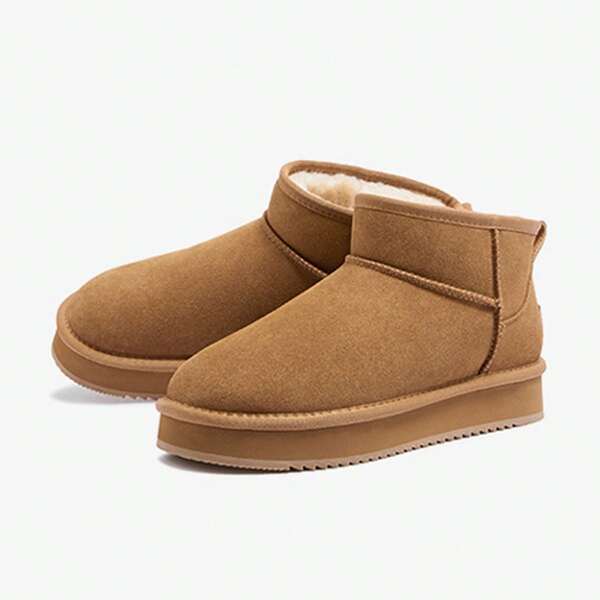 CAMEL CROWN Botas de nieve con suela gruesa y altura aumentada para hombres, estilo de pareja, con forro de lana para el invierno, zapatos de invierno cálidos, versátiles y de moda